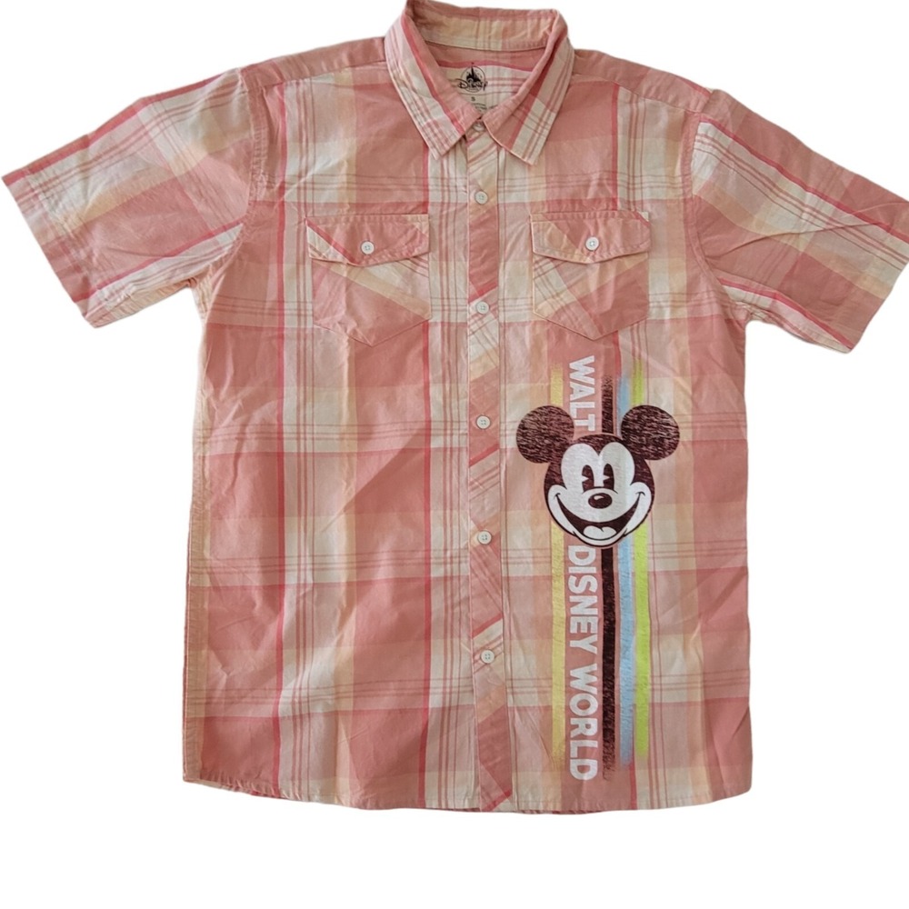 Disney Parks Walt Disney World Mickey Mouse Plaid Shirt Button‎ Up Men's Small
